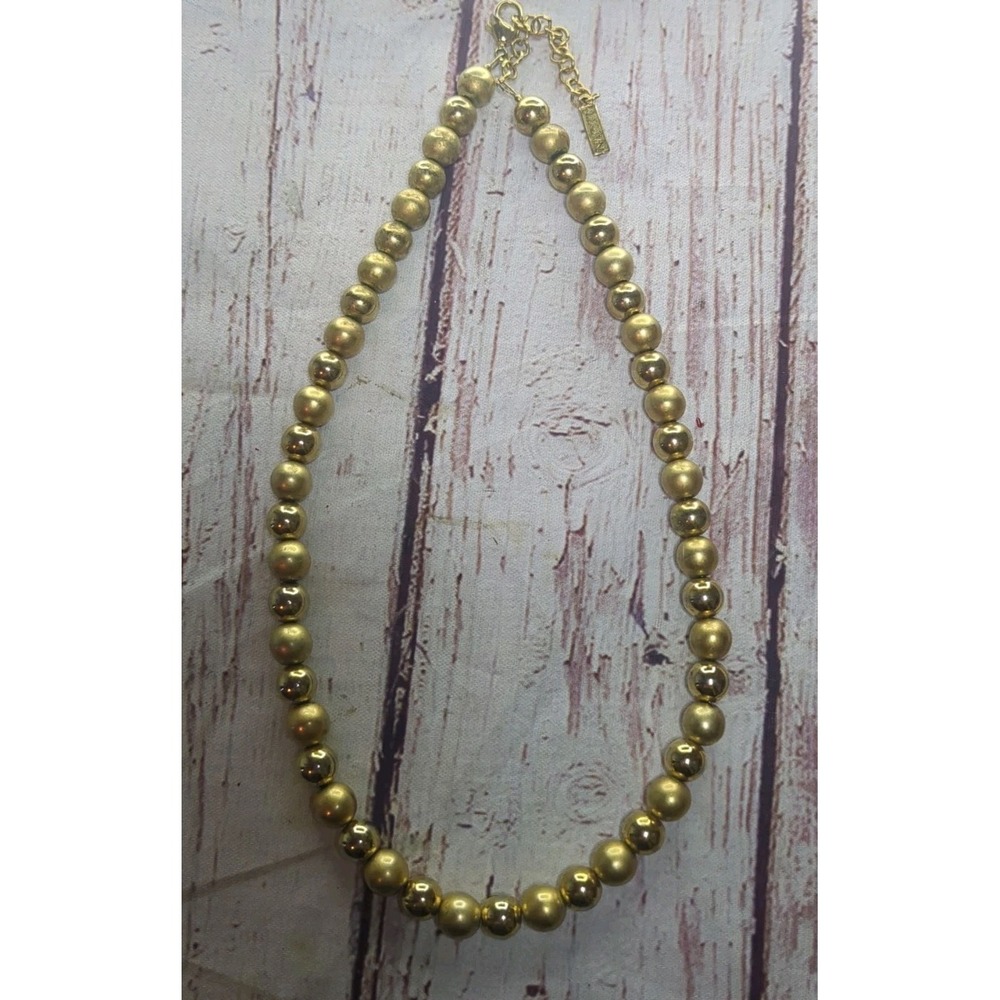 Vintage Napier‎ Necklace Matte & Polished Gold Tone Beaded Balls 15"